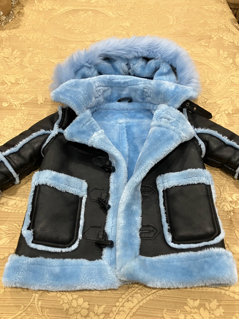 Kids El Jefe Shearling Moto Jacket Coat Fur Size 3 (For Toddlers 3-5 Years Old)